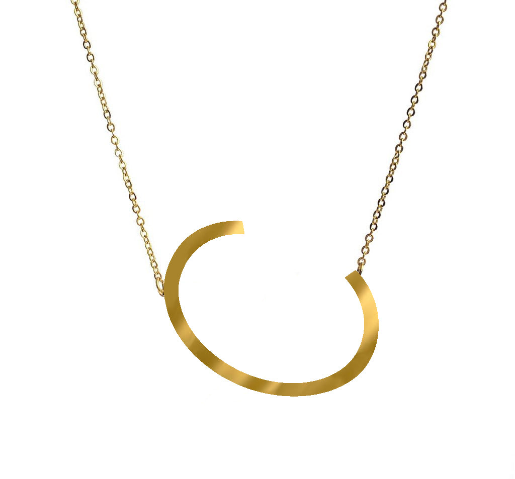 Gold Plated Slanted Initial Necklace