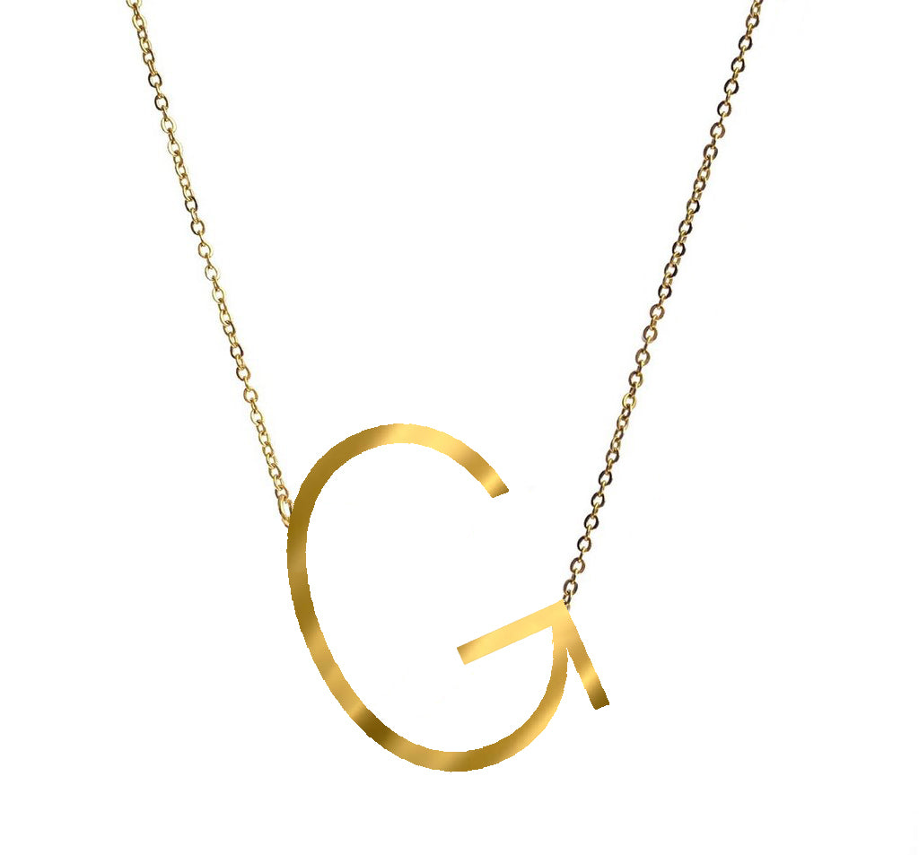 Gold Plated Slanted Initial Necklace