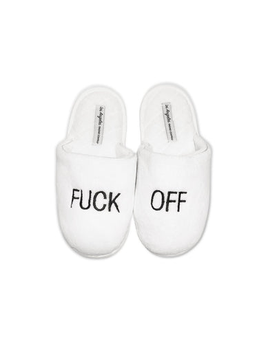 White Fuck Off Slippers