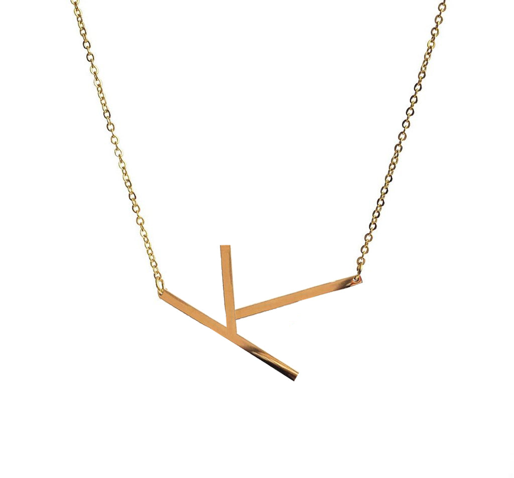 Gold Plated Slanted Initial Necklace