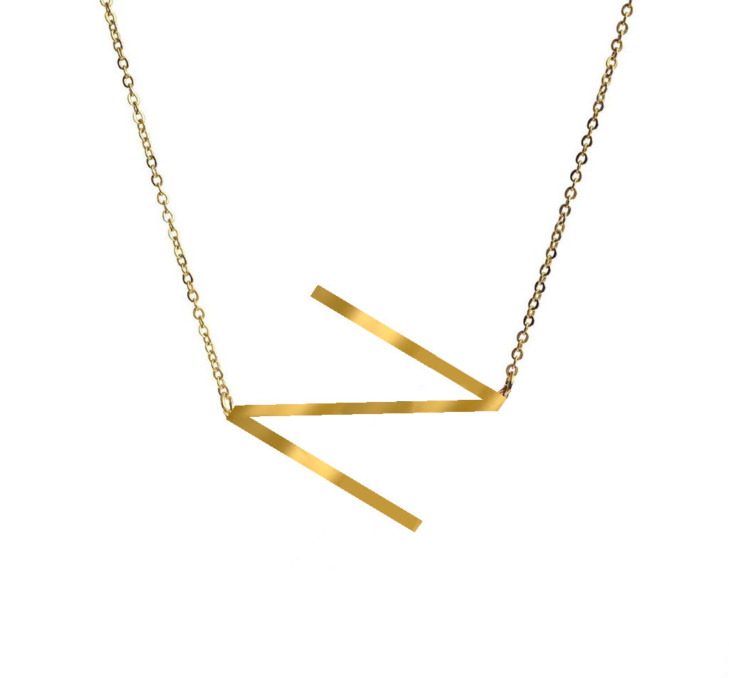 Gold Plated Slanted Initial Necklace