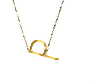 Gold Plated Slanted Initial Necklace