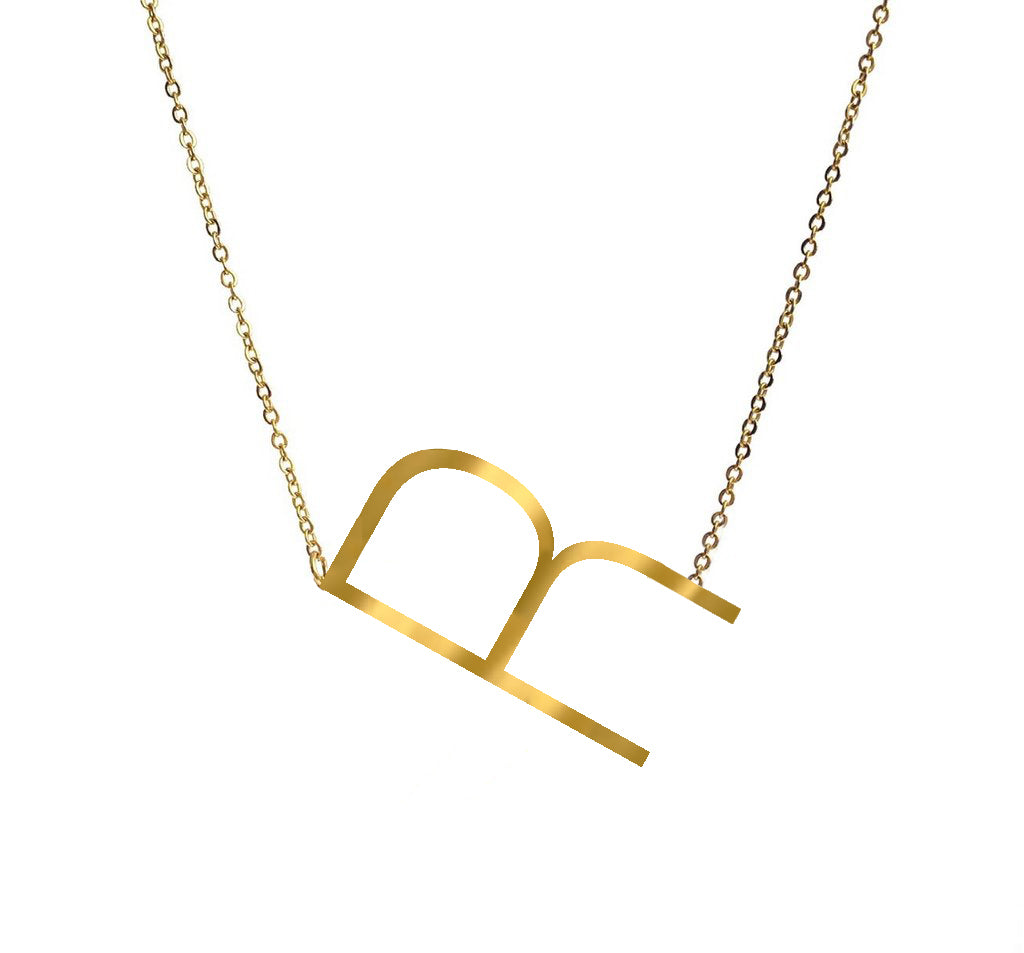 Gold Plated Slanted Initial Necklace